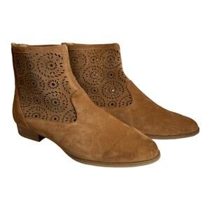 Jack Rogers Tan Suede Laser Cut Ankle Booties 8